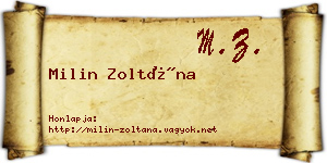 Milin Zoltána névjegykártya